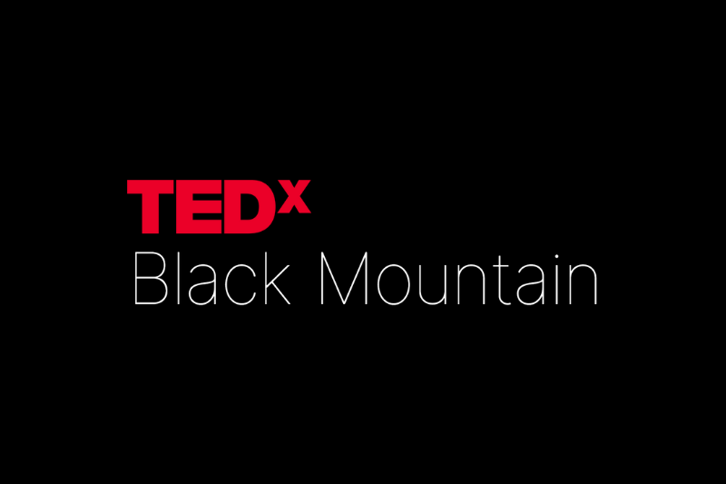 TEDx Black Mountain logo on black background